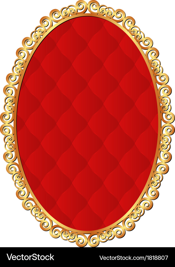 Golden Oval Frame with Red Pattern vector image