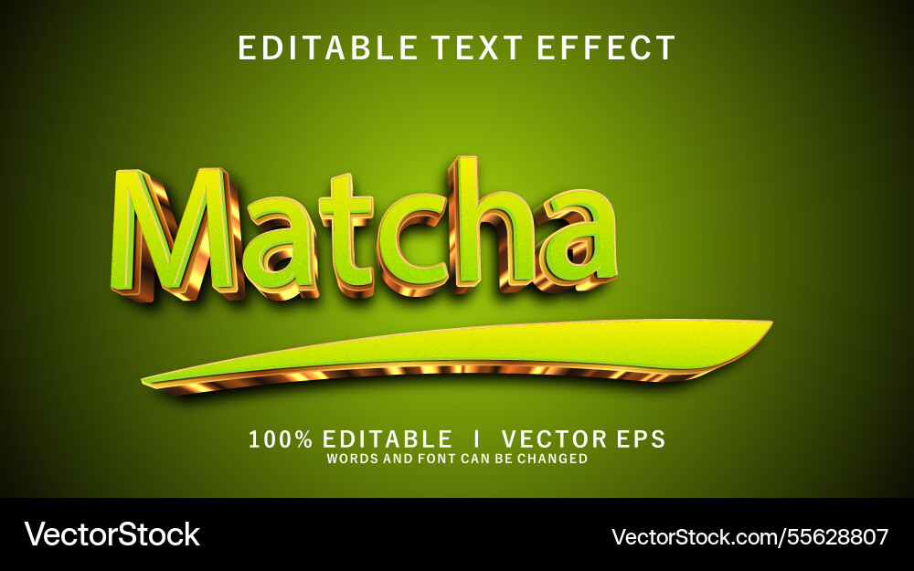 Matcha text effect with modern style design Matcha text effect with modern style design vector image