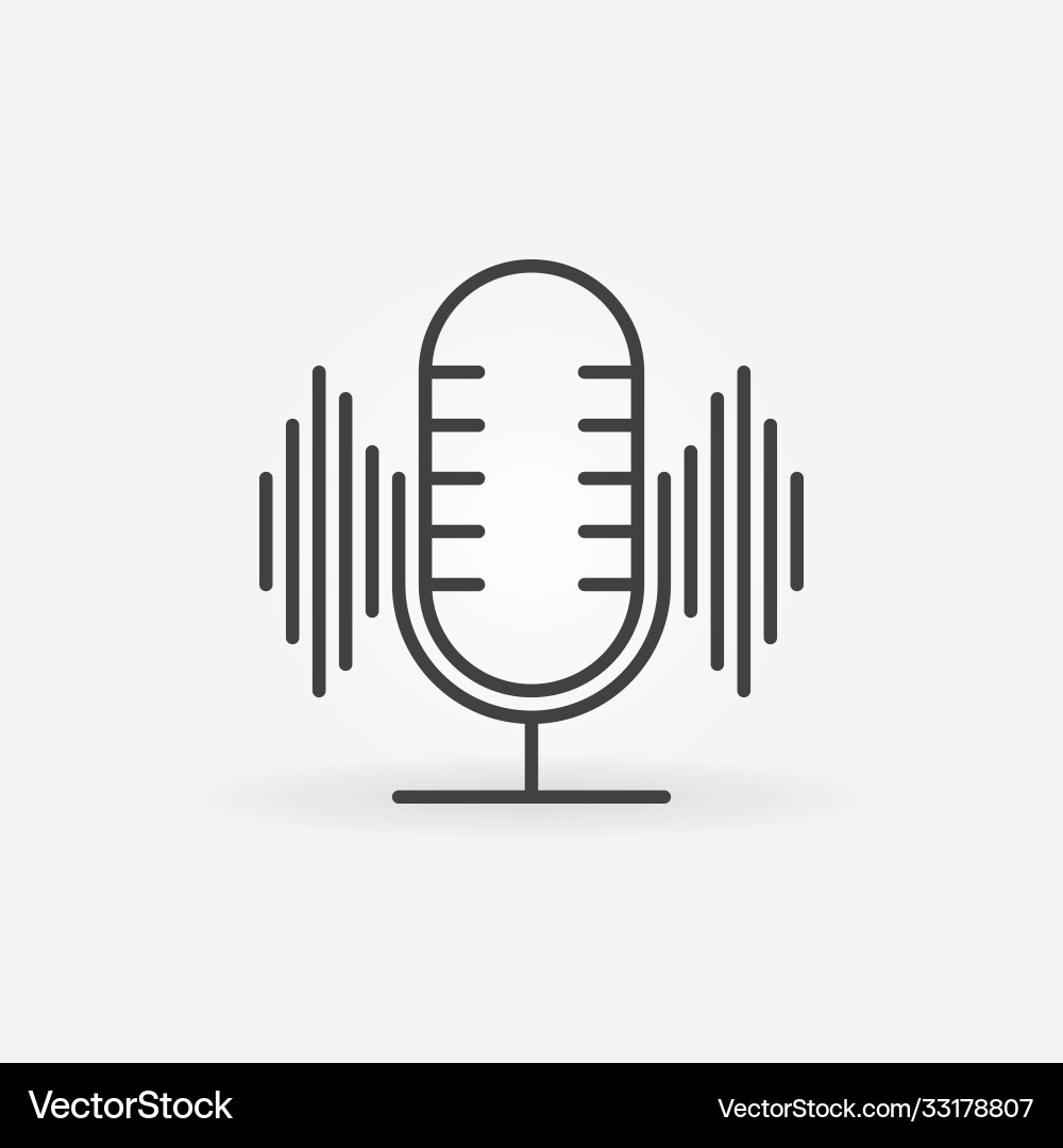 Microphone with sound wave linear concept Vector Image