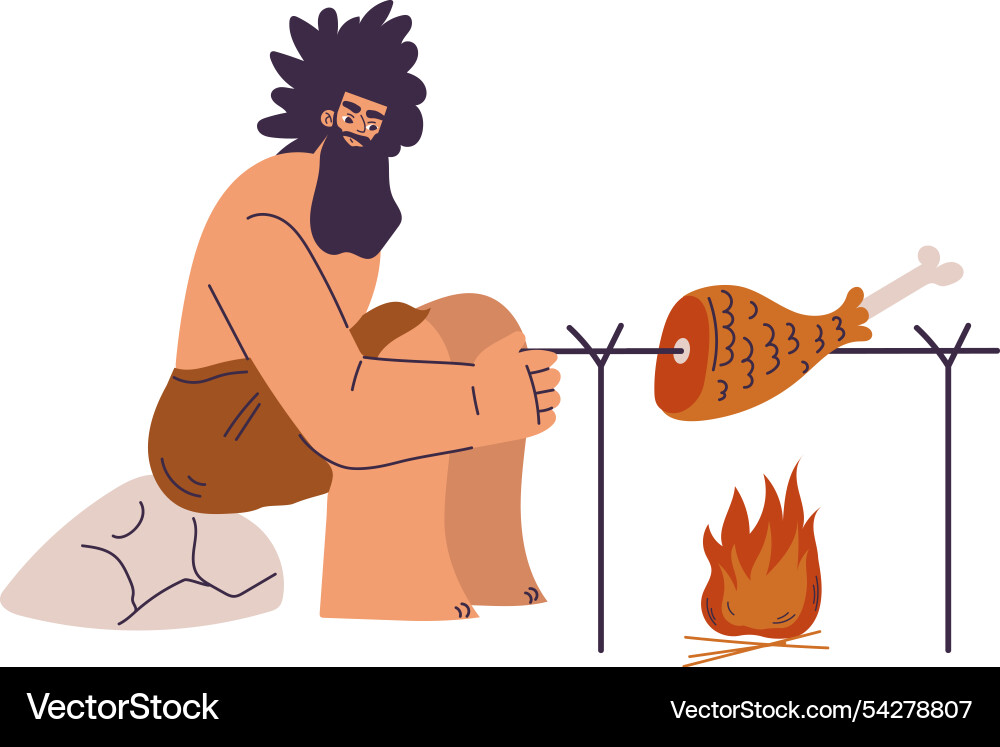 Primitive man character and caveman in loincloth Primitive man character and caveman in loincloth vector image