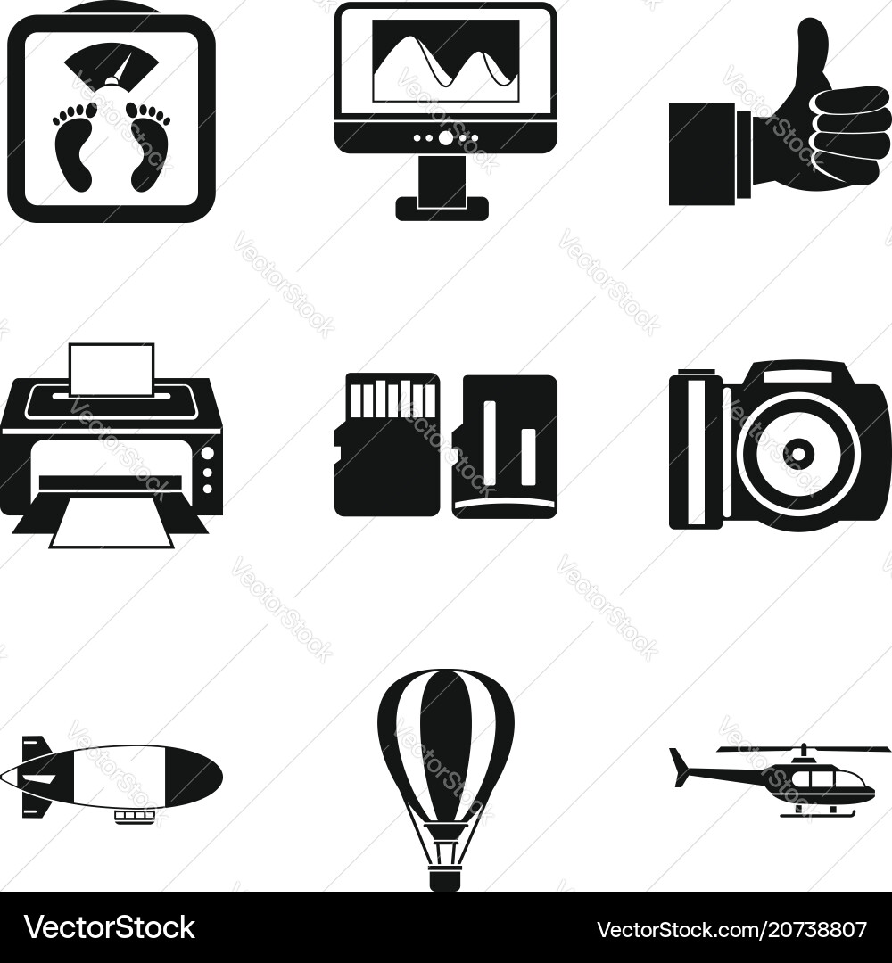 Radio positioning icons set simple style Radio positioning icons set simple style vector image