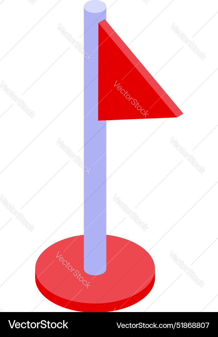 Red triangular flag pointing right on a flagpole Red triangular flag pointing right on a flagpole vector image