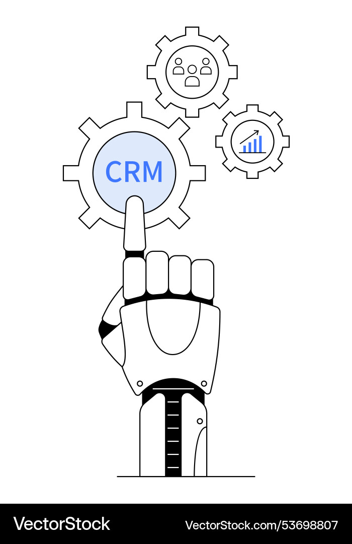 Robotic hand interacting with crm settings Vector Image