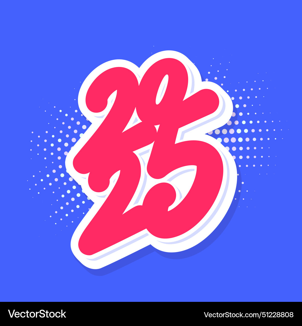 2025 handschriftlicher Schreibsticker Lizenzfreier Vektor