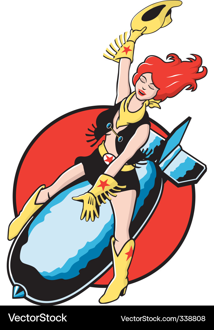 Atomic Cowgirl Pinup vector image