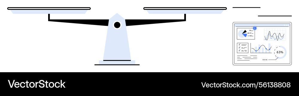 Balance scale and data analytics dashboard Balance scale and data analytics dashboard vector image