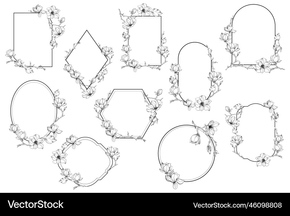 Contour decorative floral frames Royalty Free Vector Image