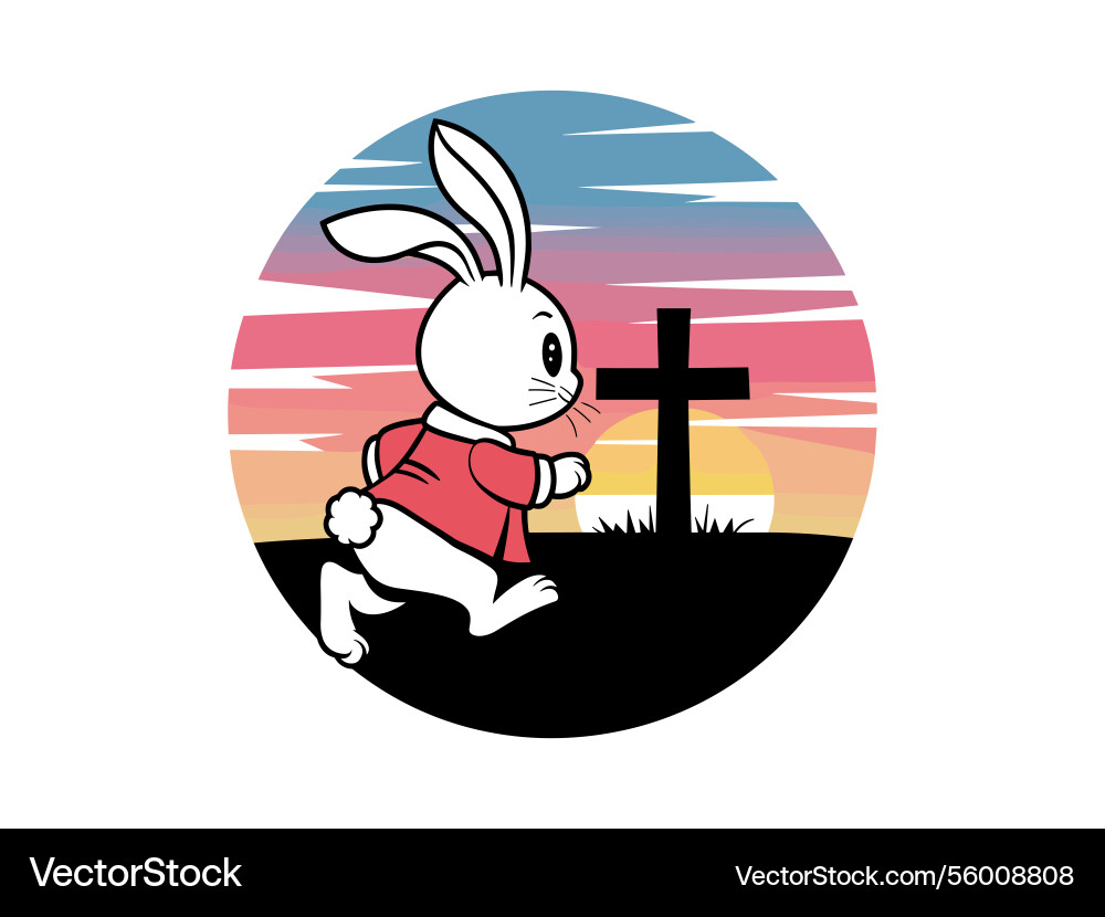 Easter bunny cross line art christian rabbit Vector Image