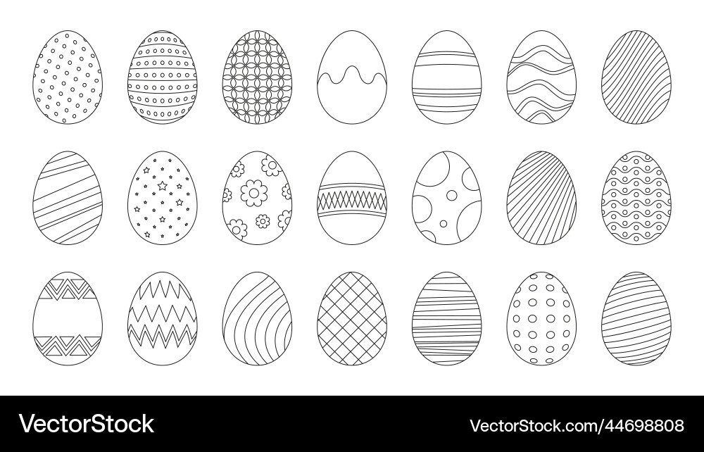 Easter eggs line icons black outline sketch Easter eggs line icons black outline sketch Vector Image