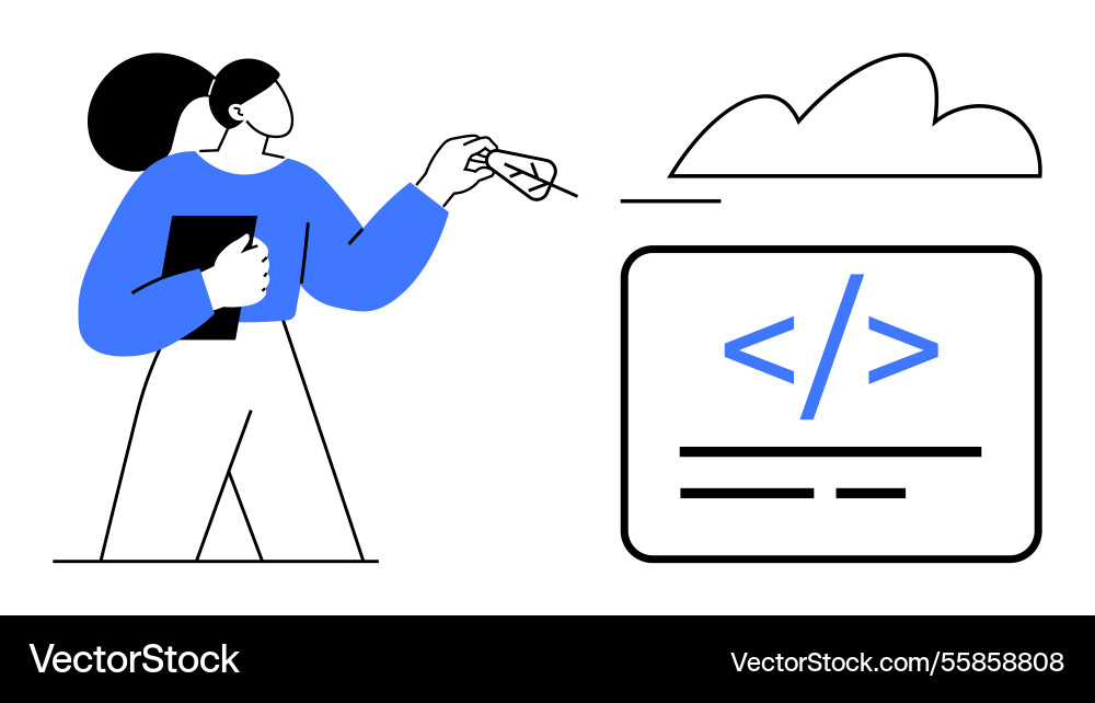 Entwickler laden Code auf Cloud-Speicherplattform hoch Entwickler laden Code auf Cloud-Speicherplattform hoch vektorbild