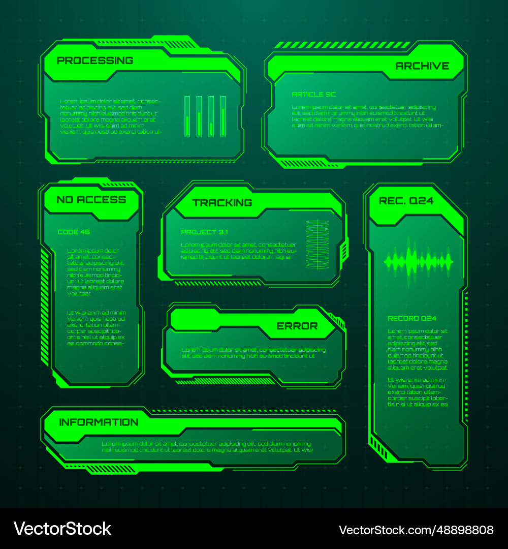 Green futuristic hud ui elements sci-fi user Green futuristic hud ui elements sci-fi user vector image