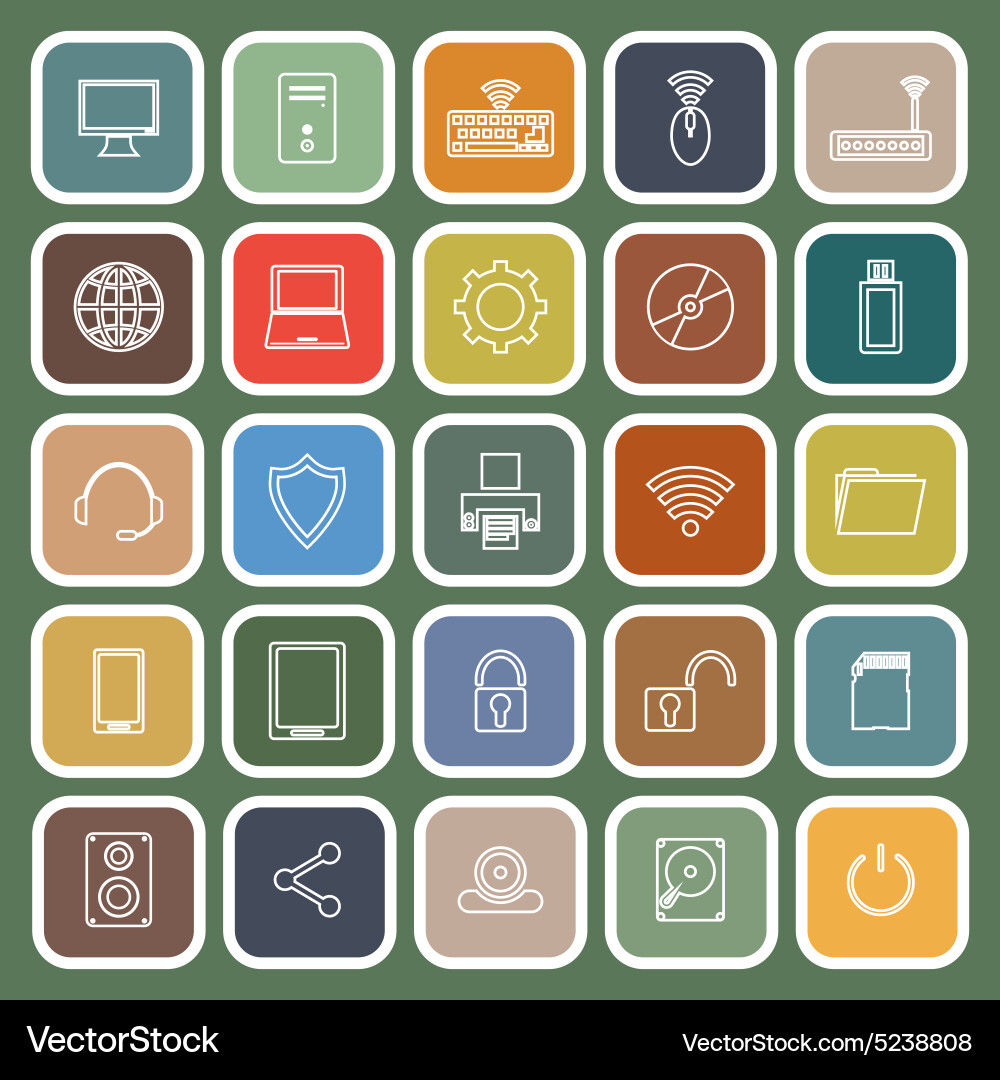 Network & Computer Icons - Flat Style vector image
