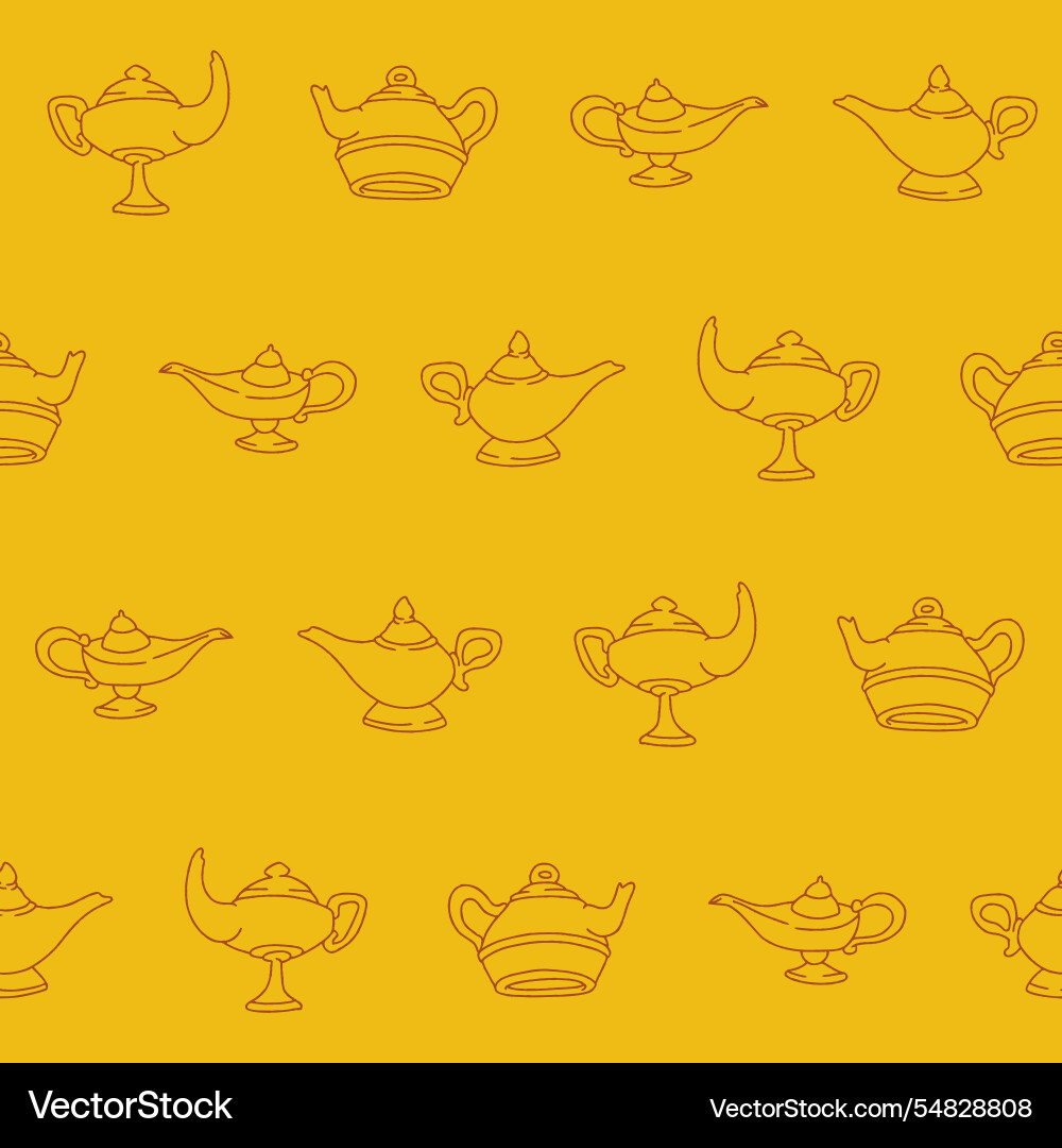 Outline collection of magic lamp seamless pattern Outline collection of magic lamp seamless pattern Vector Image