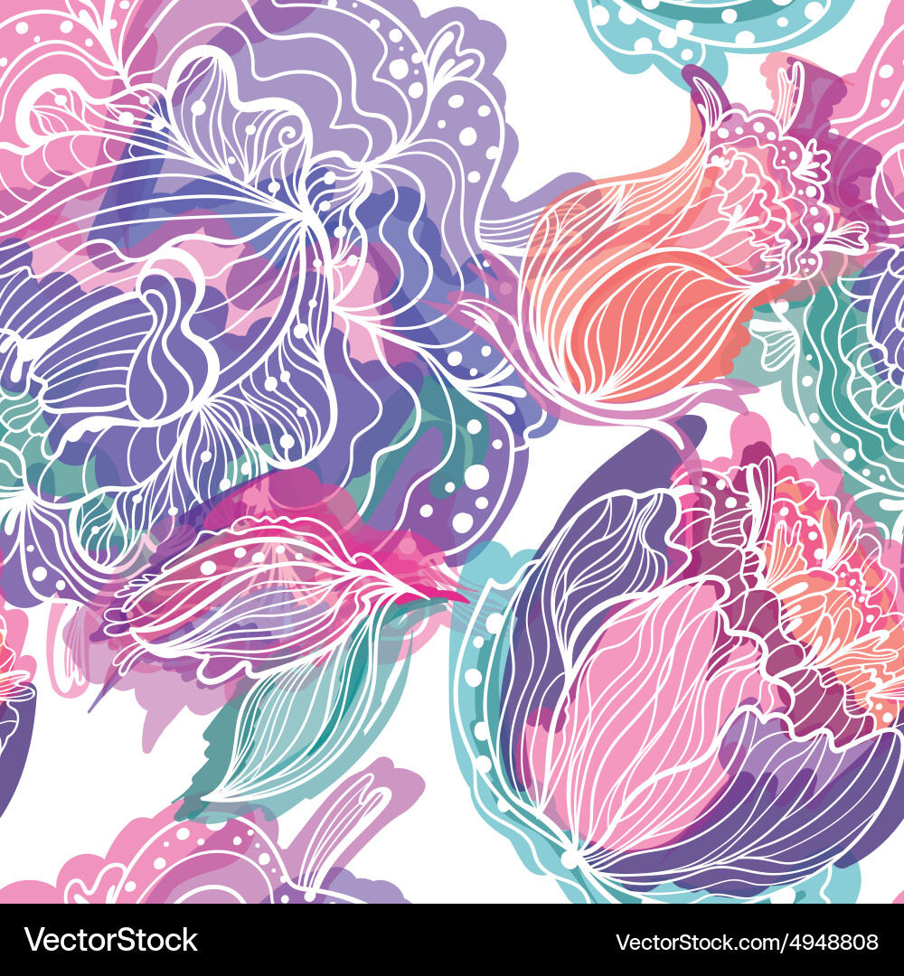 Pattern with magic light flowers Royalty Free Vector Image