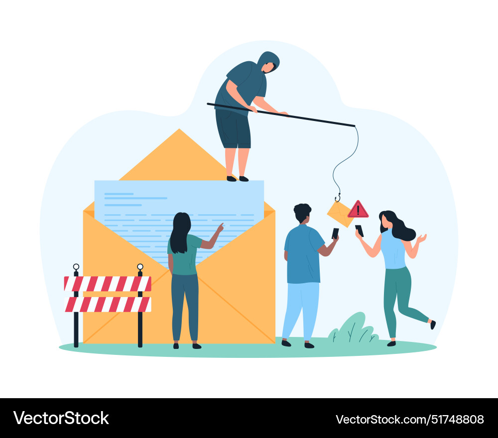 Phishing and fraud cybercrime tiny hacker Phishing and fraud cybercrime tiny hacker vector image