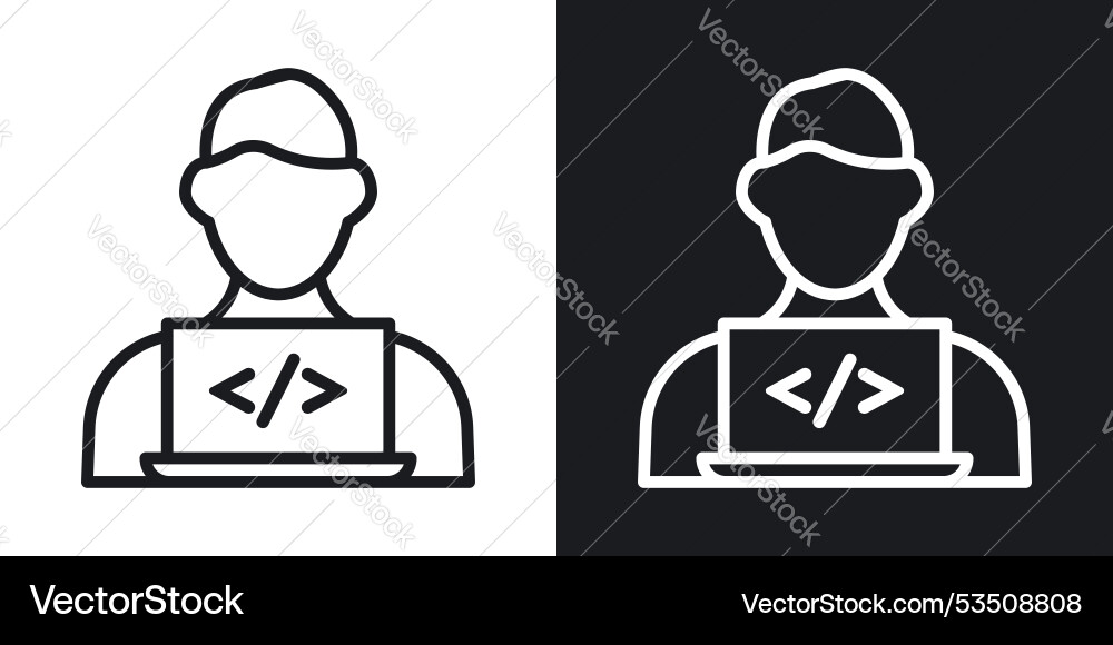 Programmerline in thin line black color flat Programmerline in thin line black color flat Vector Image