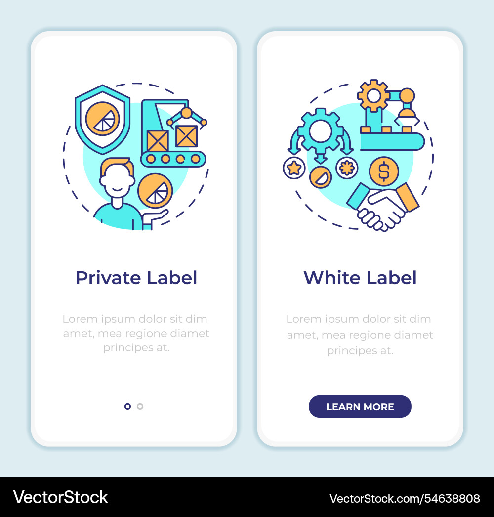 White Label vs privates onboarding mobile White Label vs privates onboarding mobile vektorbild