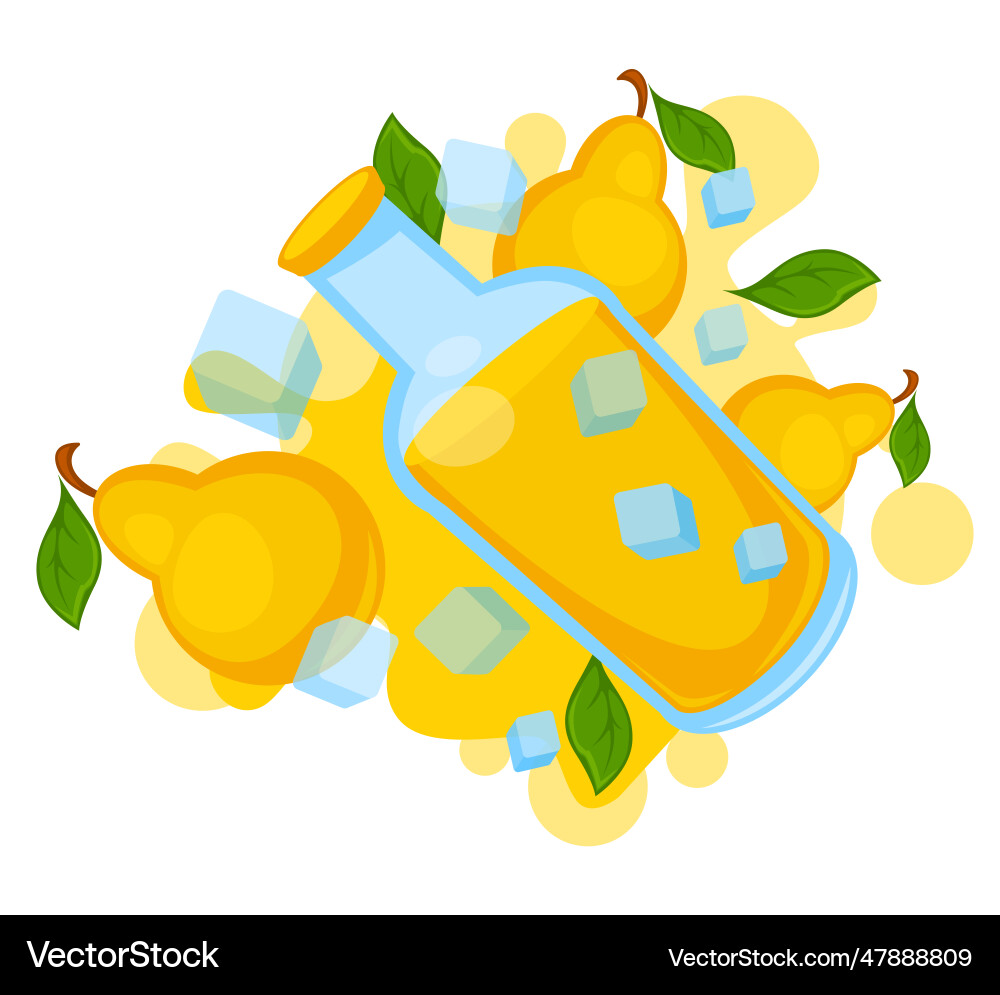 Birnensaft oder Smoothie in Flasche mit Eiswürfeln Birnensaft oder Smoothie in Flasche mit Eiswürfeln vektorbild