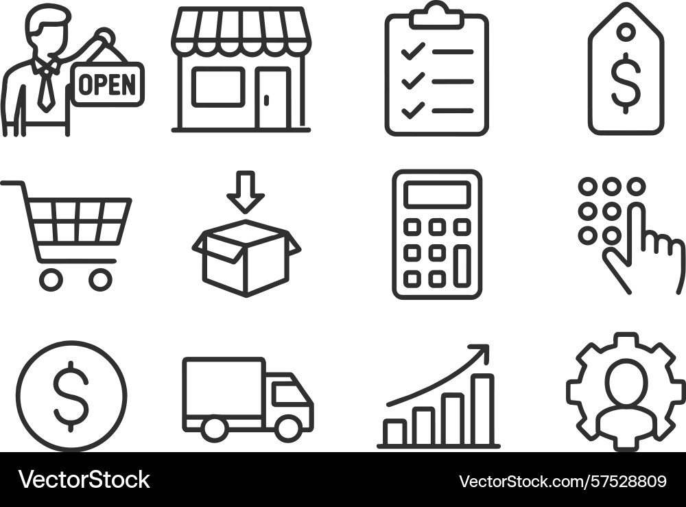 Business operation essentials in a retail Business operation essentials in a retail Vector Image