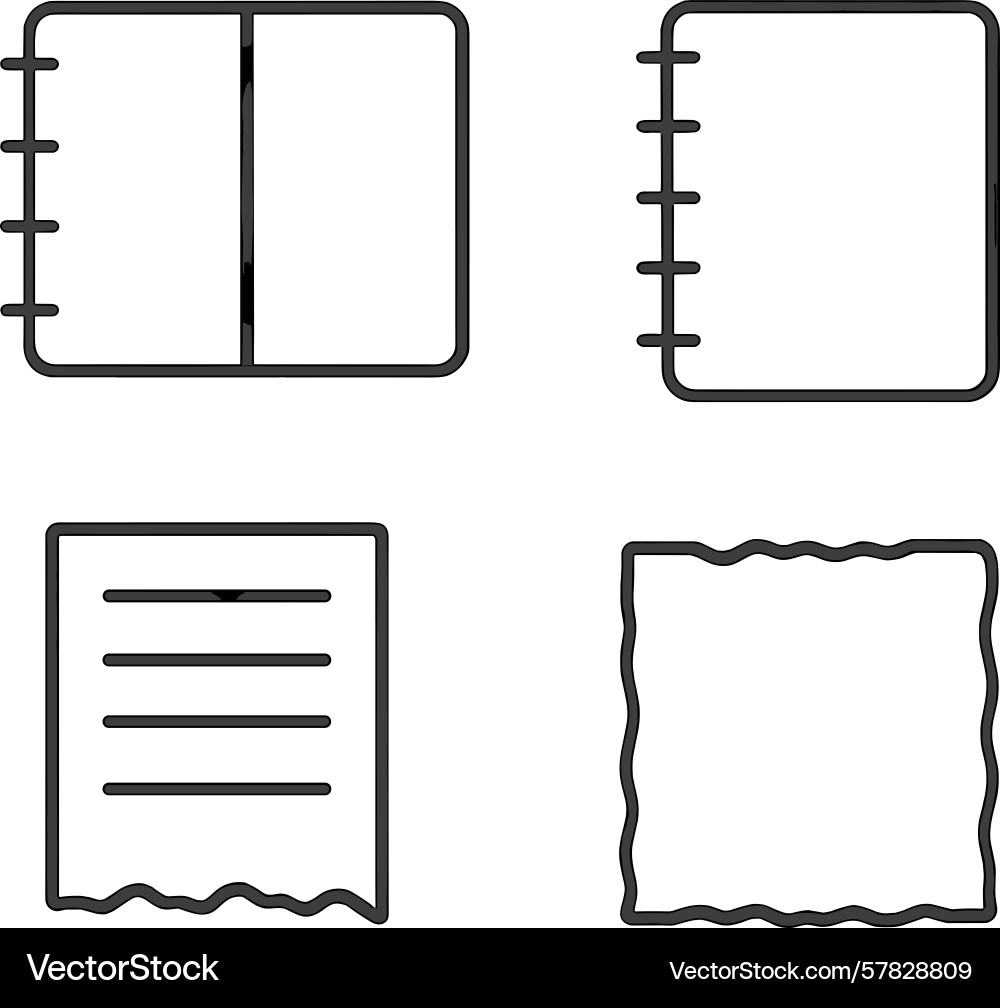Collection of simple notebook and paper designs vector image