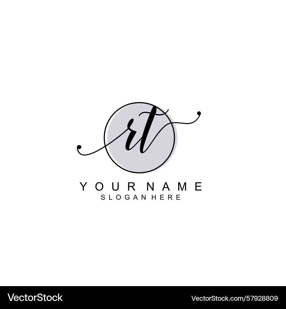 Handwriting logo concepts with initial rt Vector Image