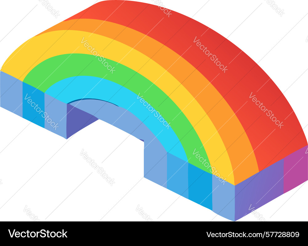 Isometric segmented rainbow layered color design vector image