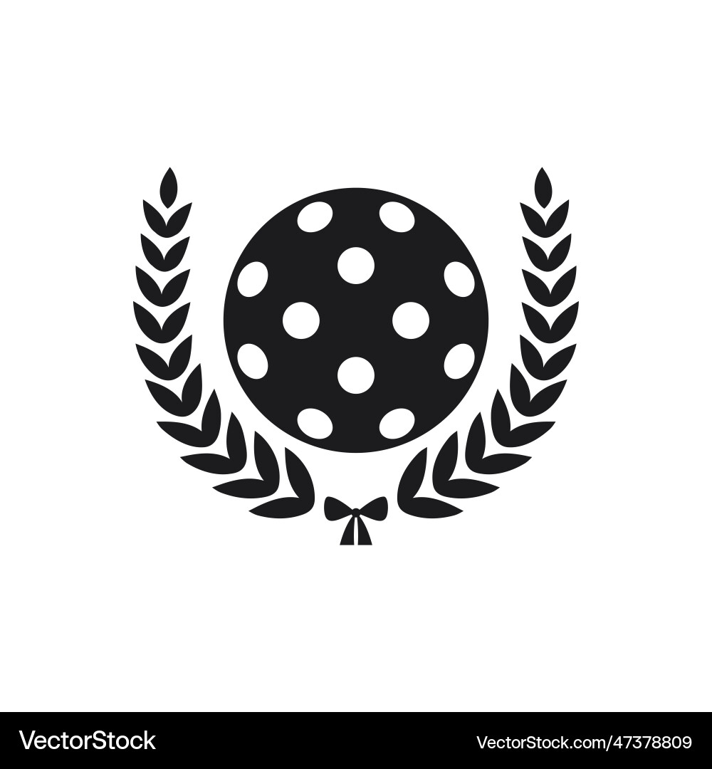 Pickleball ball logo with laurel wreath Pickleball ball logo with laurel wreath vector image