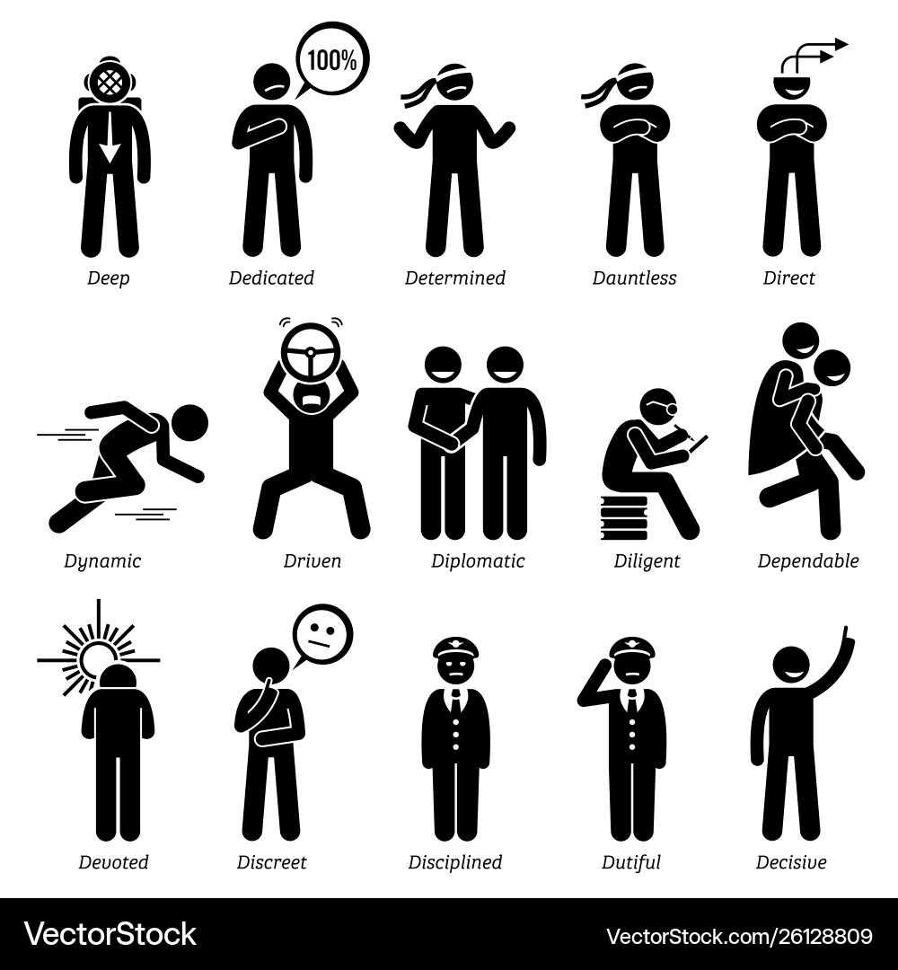 Positive personalities character traits stick Positive personalities character traits stick vector image
