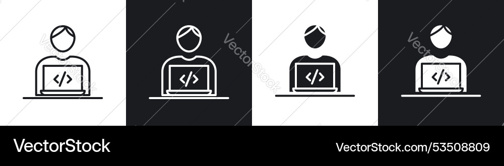 Programmerline in thin line black color flat Programmerline in thin line black color flat vector image
