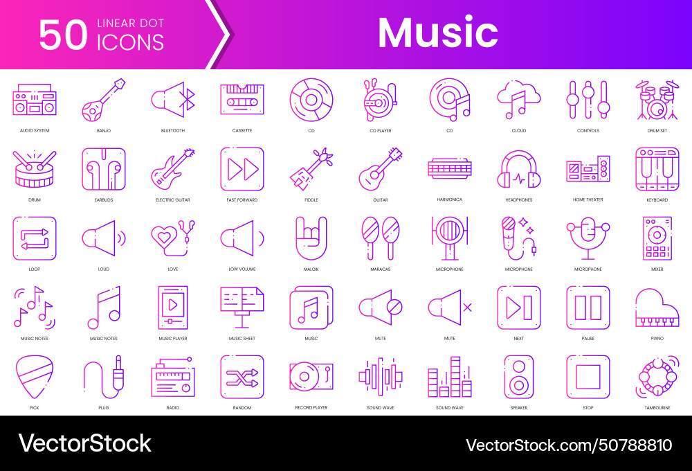 Set of music icons gradient style icon bundle Set of music icons gradient style icon bundle vector image