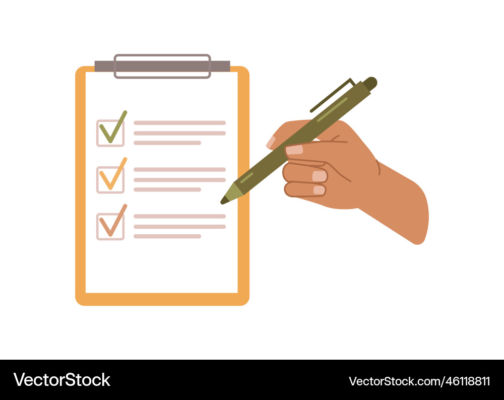 Agreement with Checkmarks – Contract Signing vector image