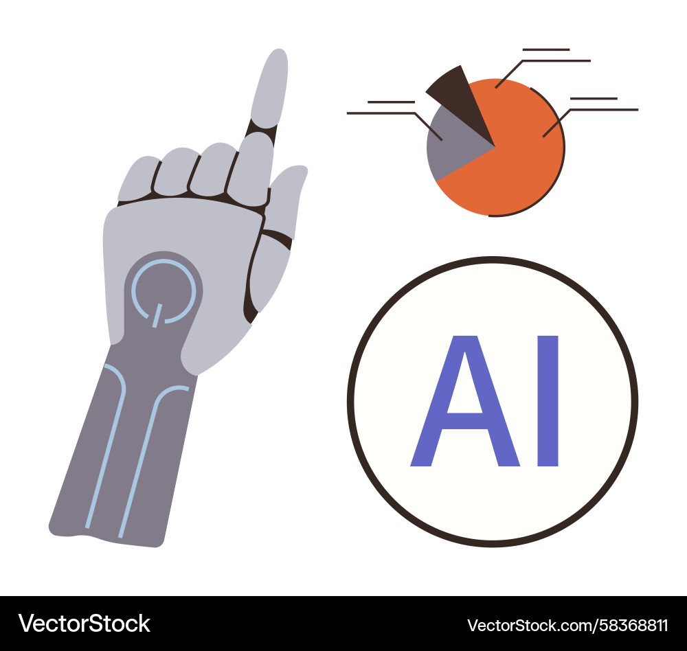 AI Data Analytics Robotic Hand Vector Image