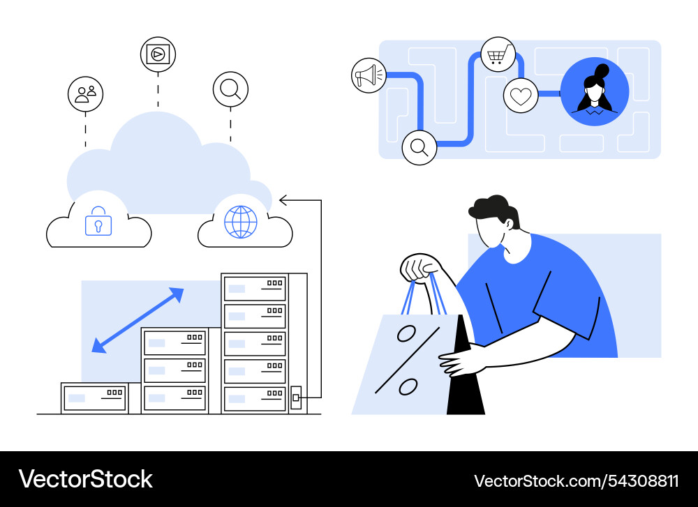Cloud computation data analysis and online Cloud computation data analysis and online vector image