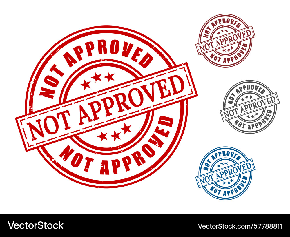 Declined application stamp set rejected red Declined application stamp set rejected red Vector Image