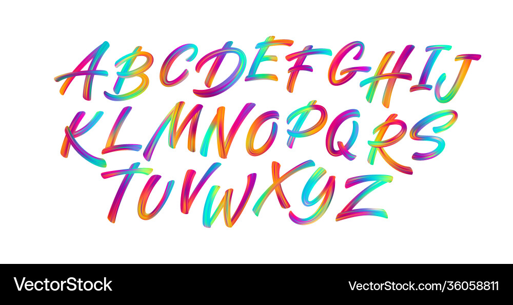 Full color handwriting paint brush lettering latin Full color handwriting paint brush lettering latin vector image