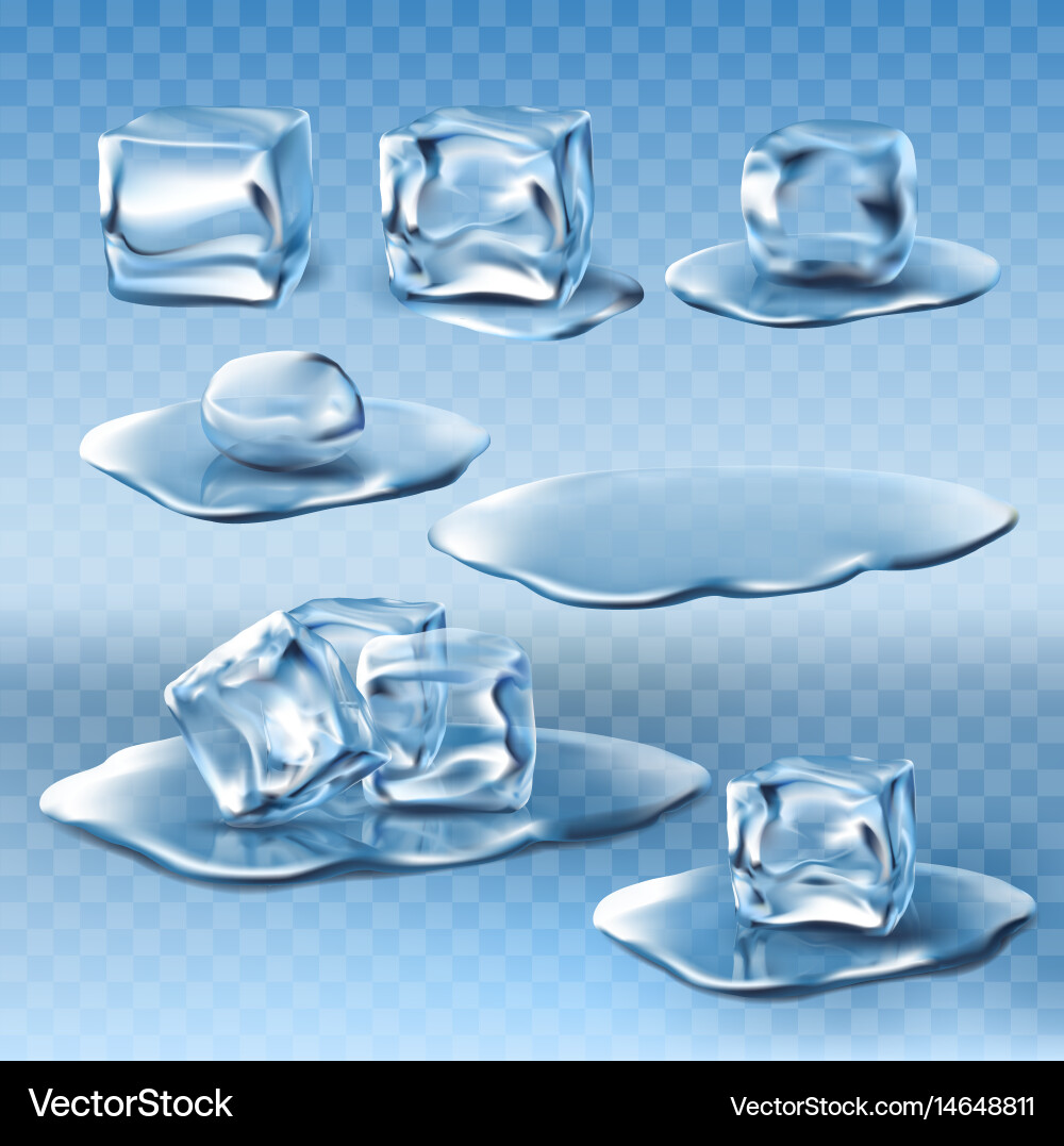 Melting Ice Cubes and Water – Royalty-Free Vector | VectorStock, image size:1000x1077