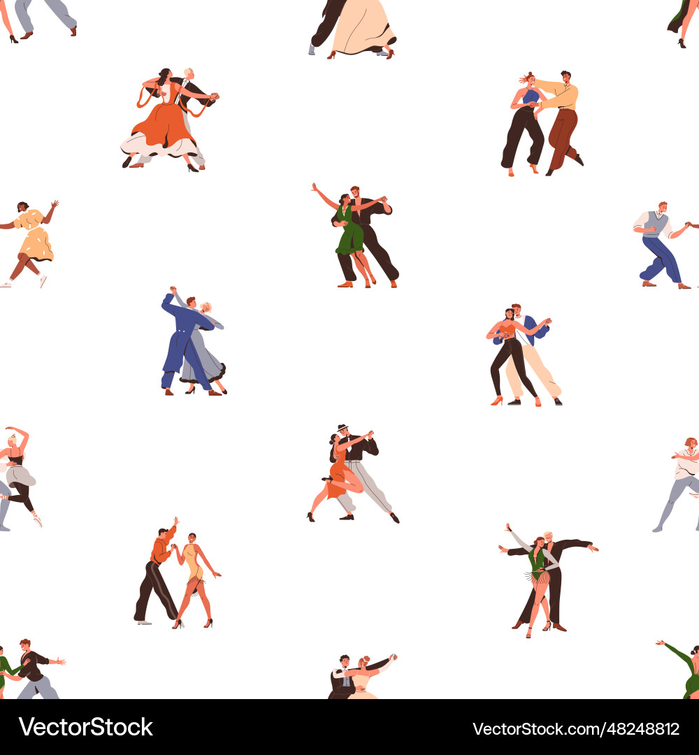 Dancers couples seamless pattern people man vector image