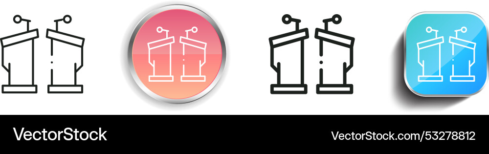 Debate icon thin linear regular and button style Debate icon thin linear regular and button style Vector Image