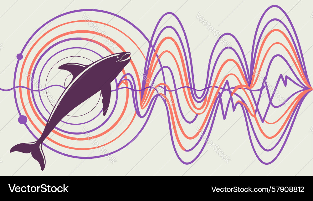 Dynamic dolphin leaping through sound waves Vector Image