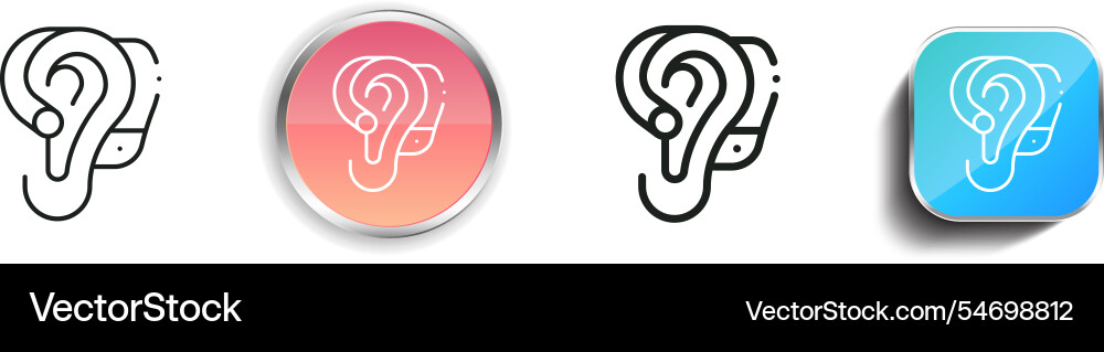 Hearing aid icon thin linear regular and button vector image