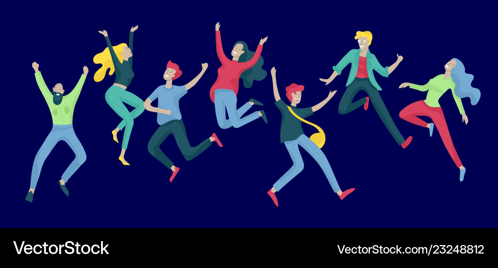 Jumping character in various poses group of young Jumping character in various poses group of young vector image