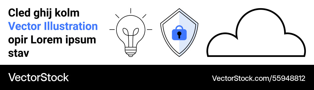 Lightbulb security shield and cloud representing Lightbulb security shield and cloud representing vector image