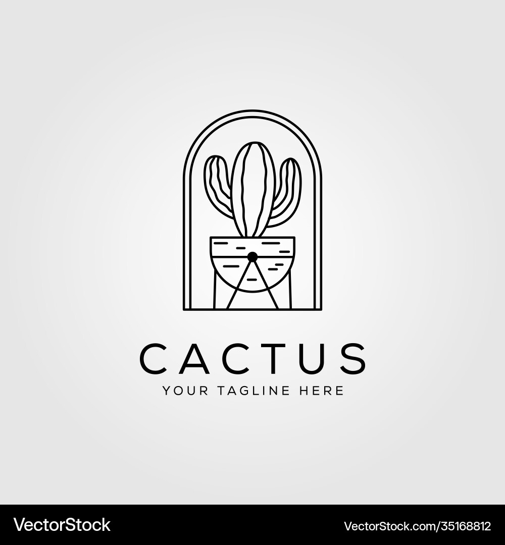 Line art minimalist nature cactus plant logo Line art minimalist nature cactus plant logo vector image
