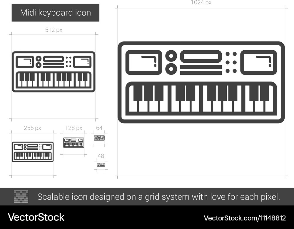 Midi keyboard line icon Vector Image