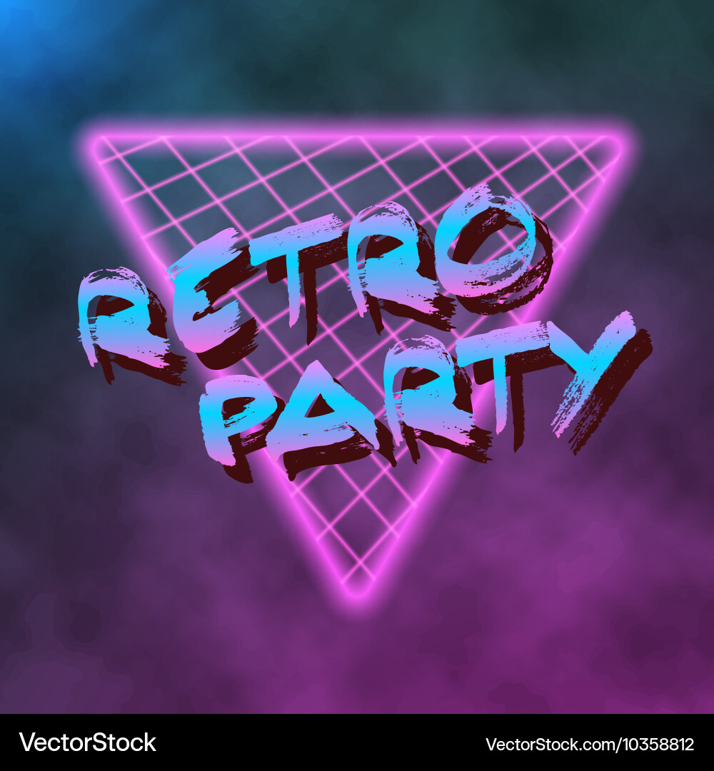 Neon style triangle techno background outer space vector image