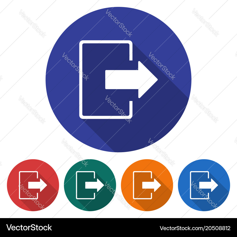 Round icon of exit logout flat style with long vector image
