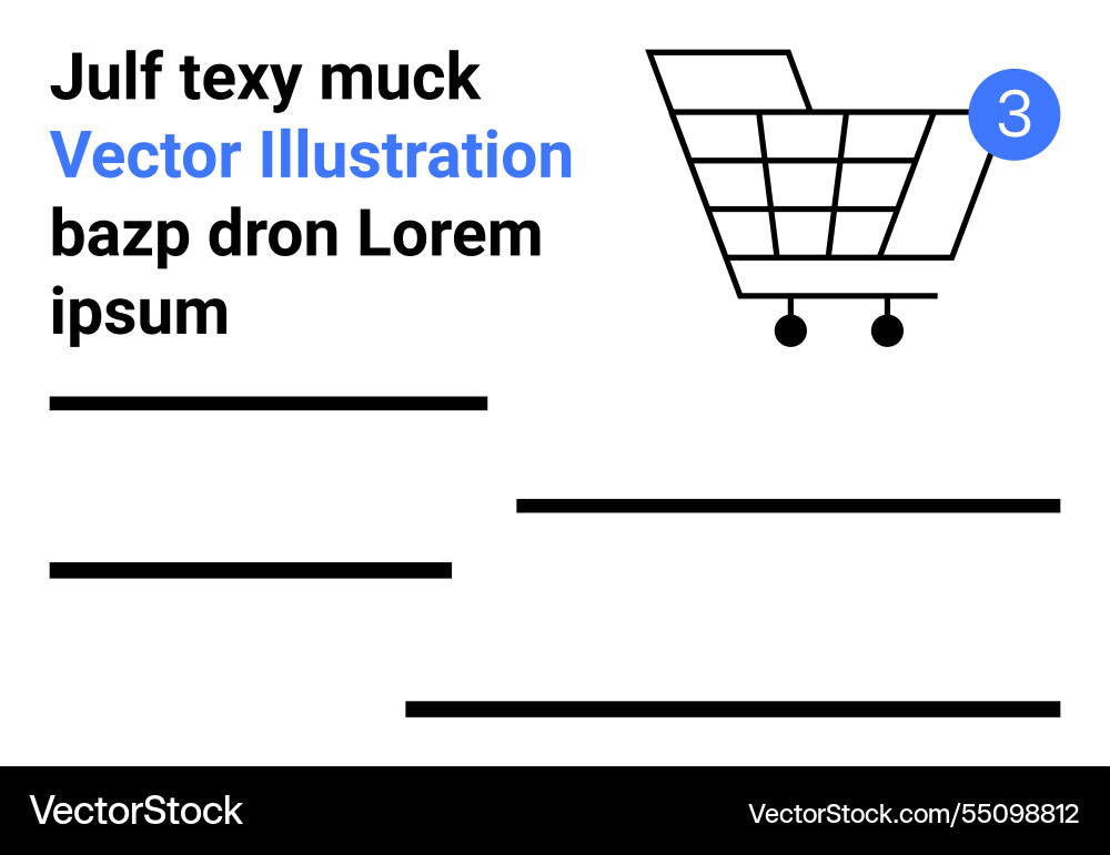 Shopping cart with number icon and text example Shopping cart with number icon and text example Vector Image