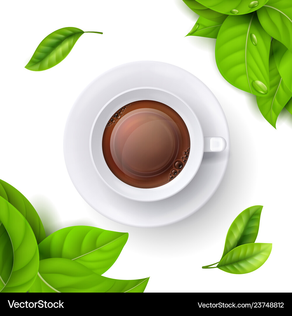Tea Time Hintergrund Vorlage mit realistisch Tea Time Hintergrund Vorlage mit realistisch vektorbild