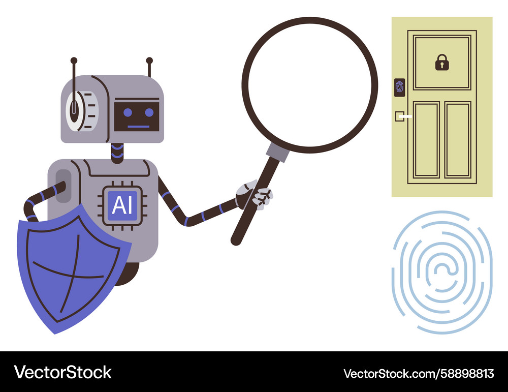 AI Security Analysis Robot AI Security Analysis Robot Vector Image