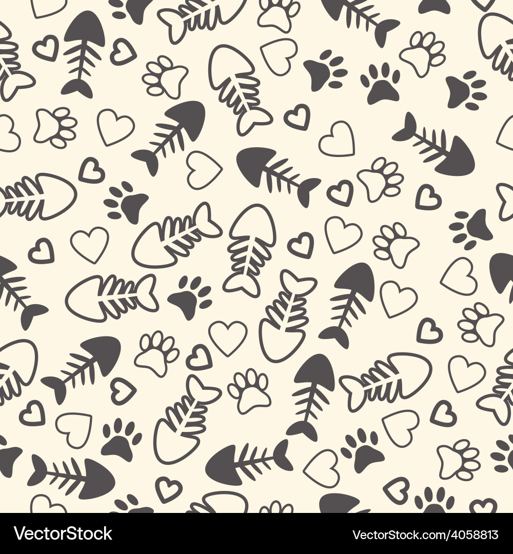Cat Paw Print Seamless Pattern vector image